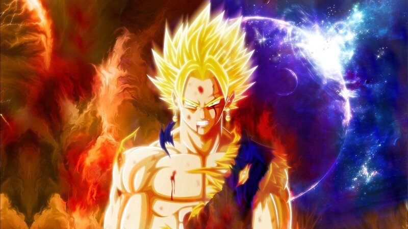 Super Saiyan Character — Yellow, Dramatic, Anime, Fire, Space