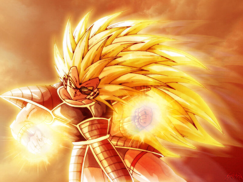 Super Saiyan Character — Yellow, Dramatic, Anime, Spiky Hair, Energy Blast, Armor