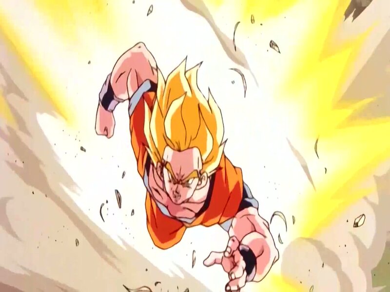 Super Saiyan Character — Yellow, Intense, Anime, Energy Blast