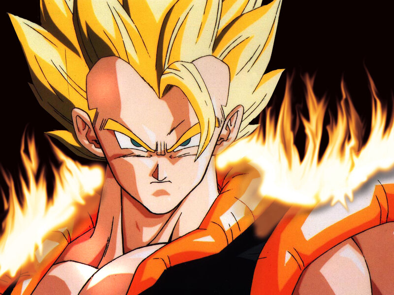 Super Saiyan Character — Yellow, Intense, Anime, Fire, Spiky Hair