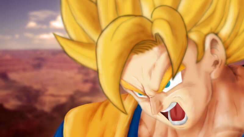 Super Saiyan Character — Yellow, Intense, Sunset