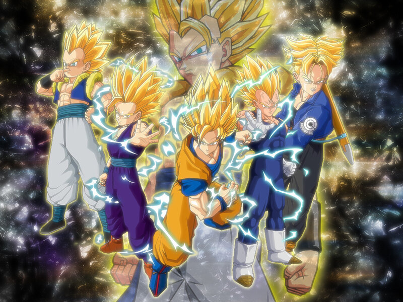 Super Saiyan Characters — Yellow, Dramatic, Anime, Lightning