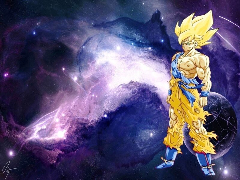 Super Saiyan Goku — Yellow, Dramatic, Night, Digital Art