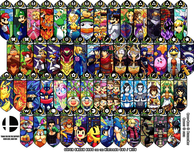 Super Smash Bros Characters — Blue, Colorful