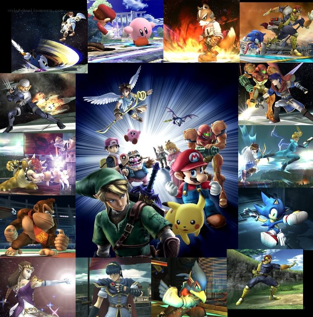 Super Smash Bros. characters collage