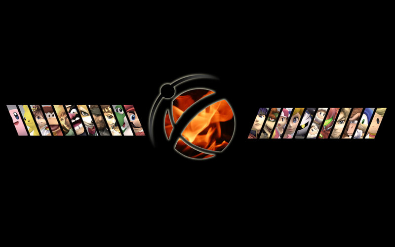 Super Smash Bros. logo with characters