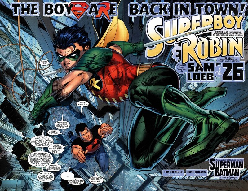 Superboy and Robin Flying