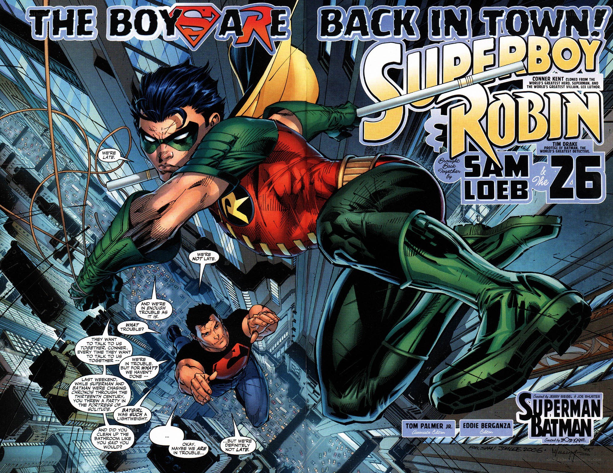Superboy and Robin in action