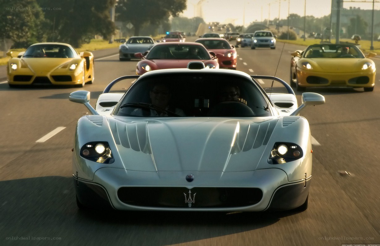 Supercar convoy on the road