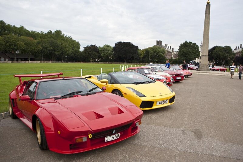 Supercar display at a park