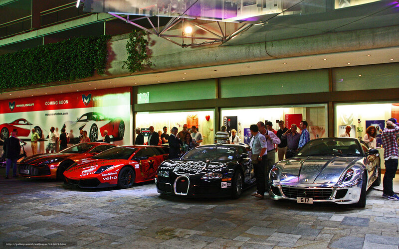 Supercar display at night