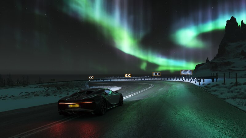 Supercar on Snowy Road