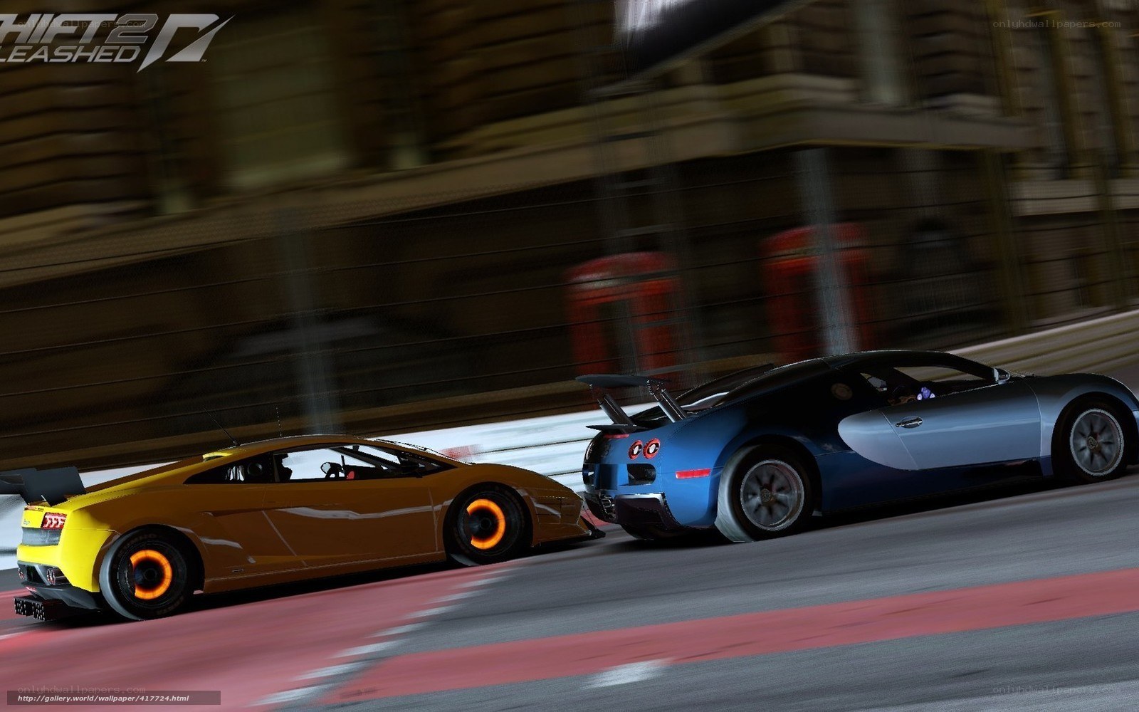 Supercar race at night