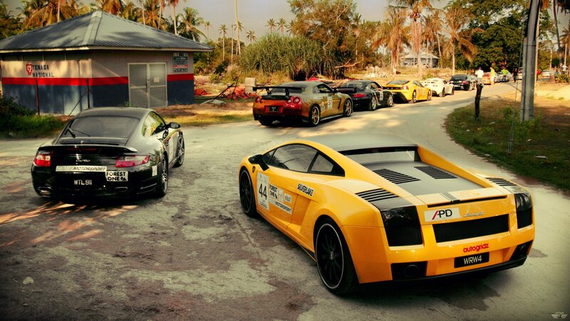 Supercars at a race track