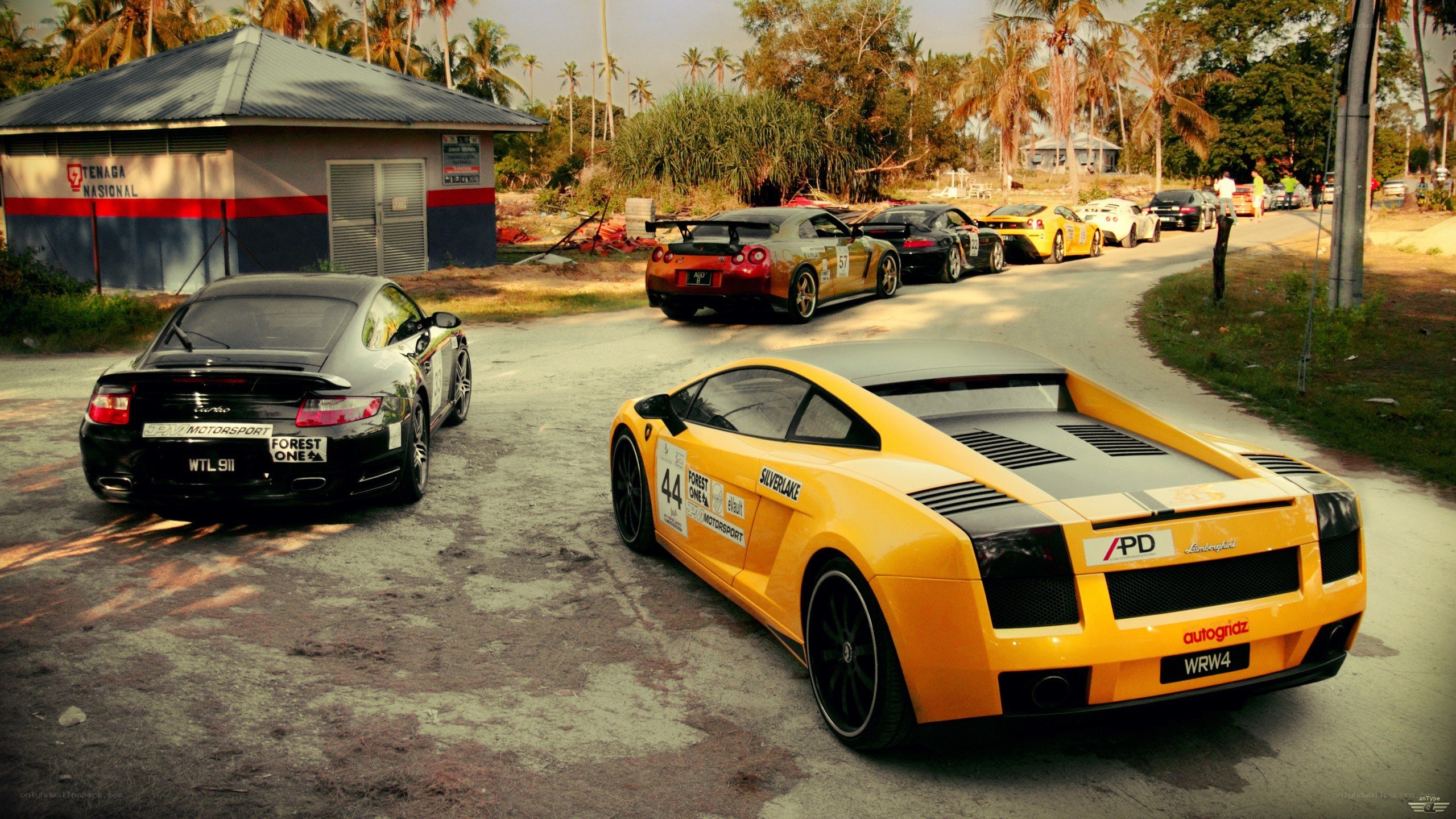 Supercars at a race track