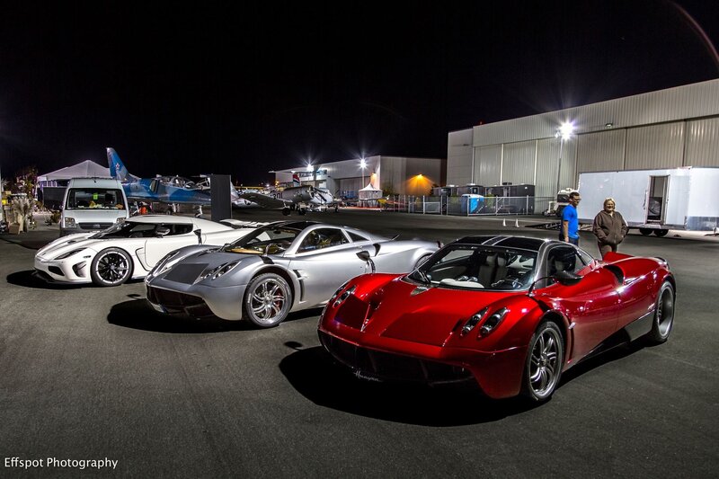 Supercars at an airfield