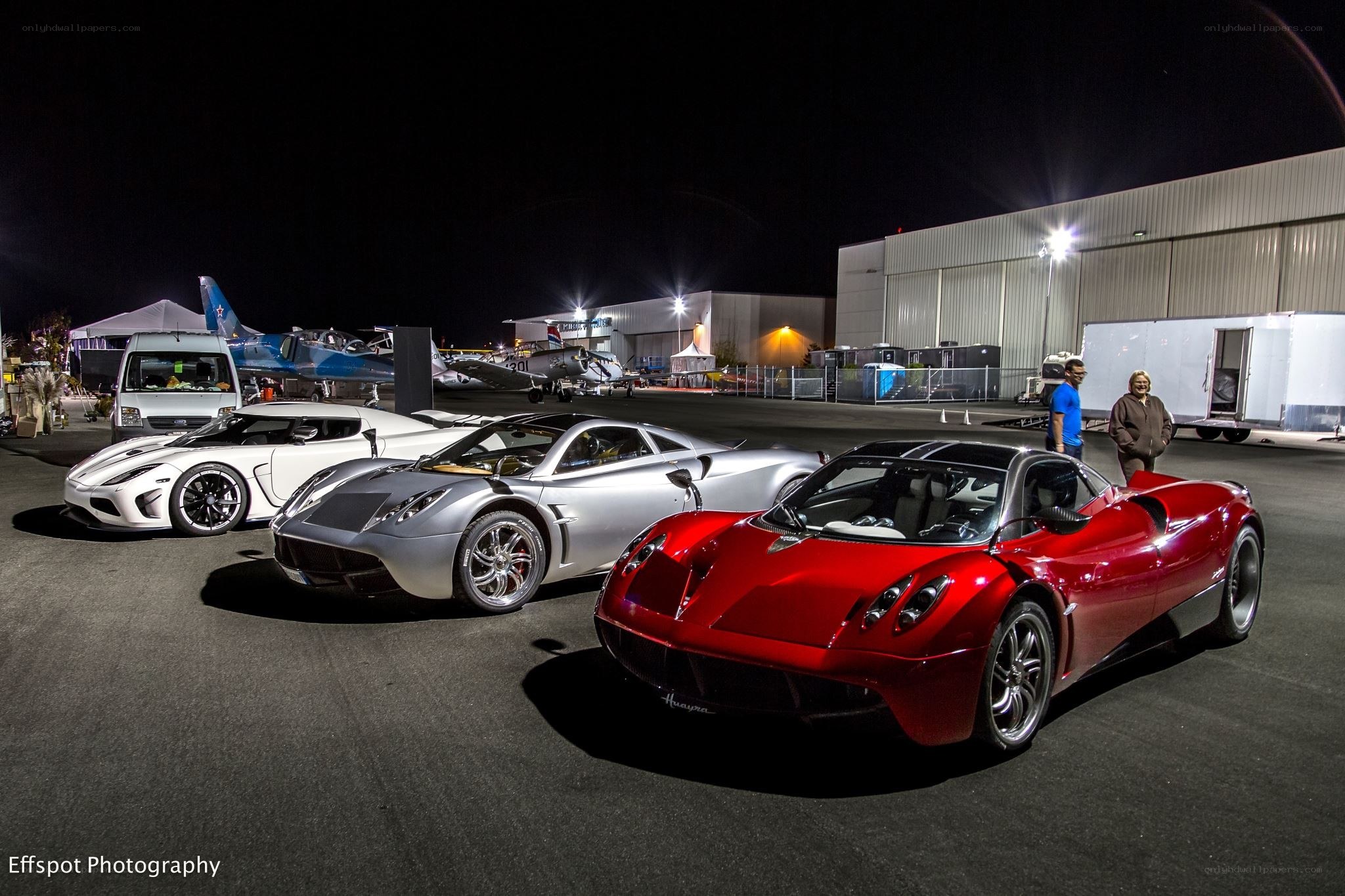 Supercars at an airfield