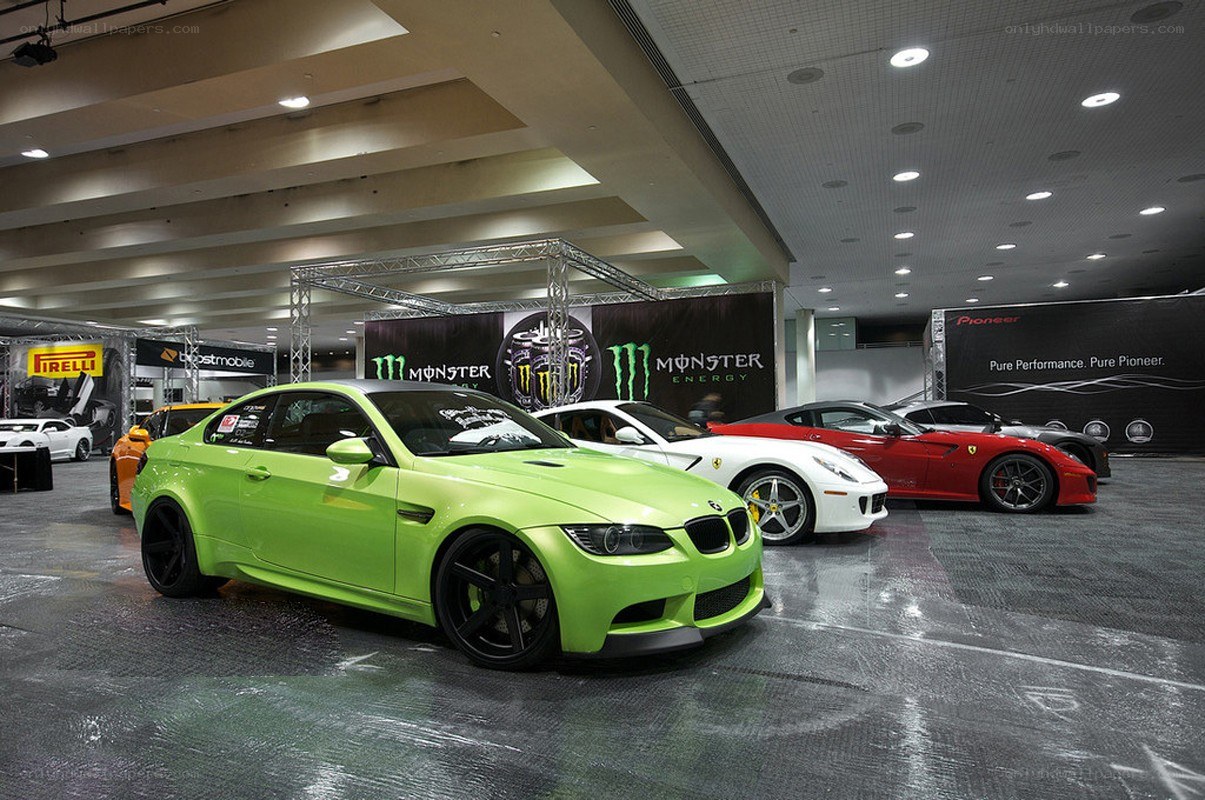 Supercars at an auto show