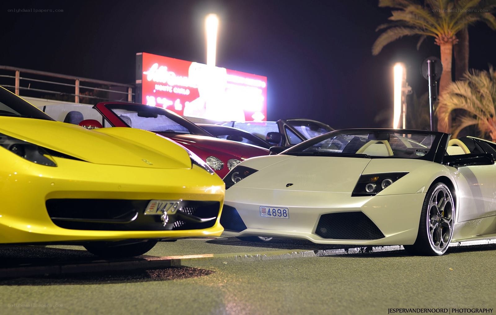 Supercars at night