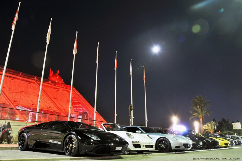 Supercars at night in Monaco