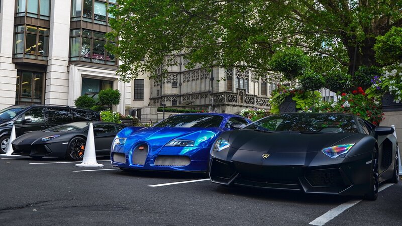 Supercars in Parking Lot