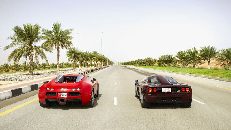 Supercars on a desert road