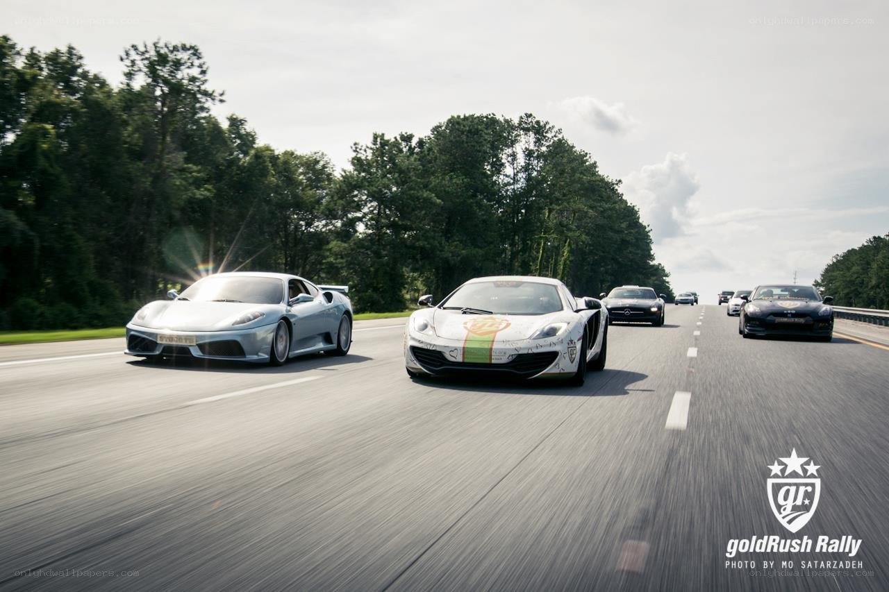 Supercars on a highway
