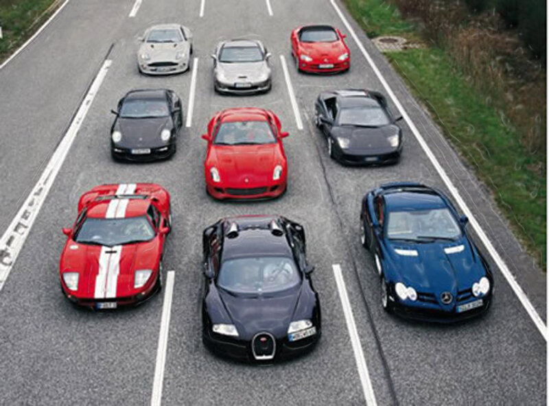 supercars on a highway