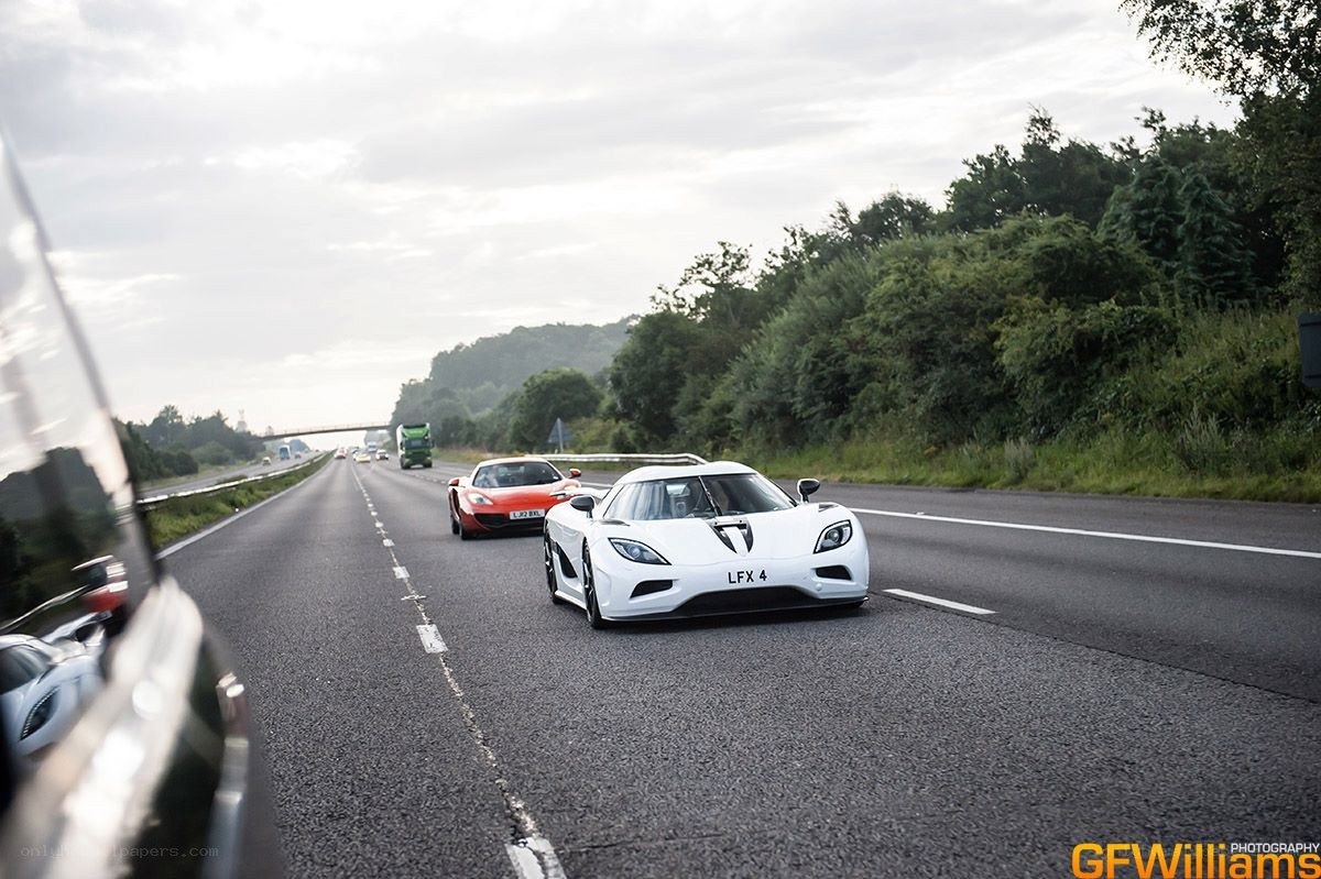 Supercars on a highway