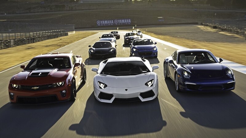 Supercars on a racetrack
