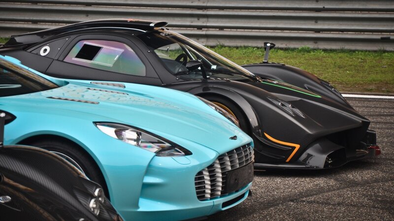 Supercars on a racetrack