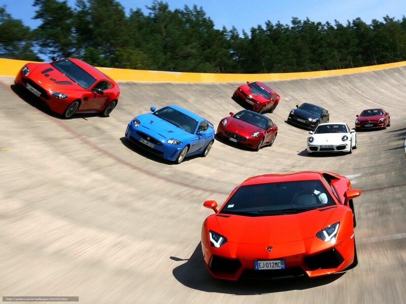 Supercars on a racetrack