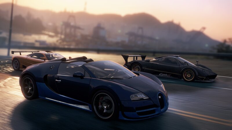 Supercars on a Racetrack — Blue