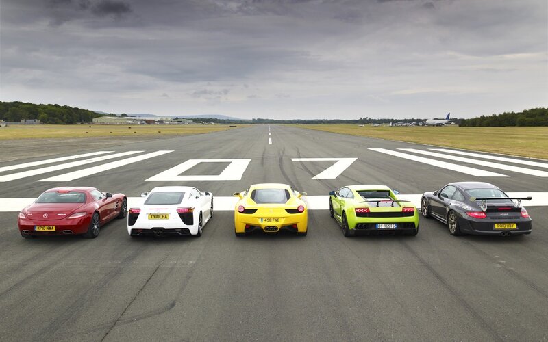 Supercars on a runway