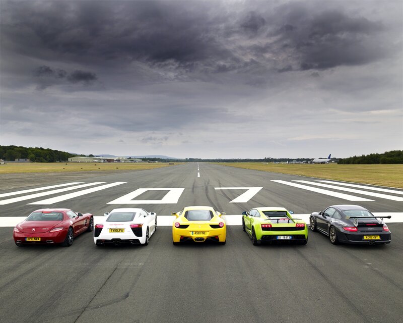 Supercars on a runway