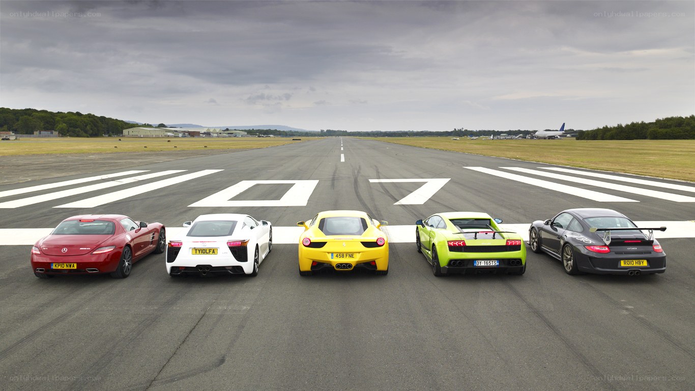 Supercars on a runway