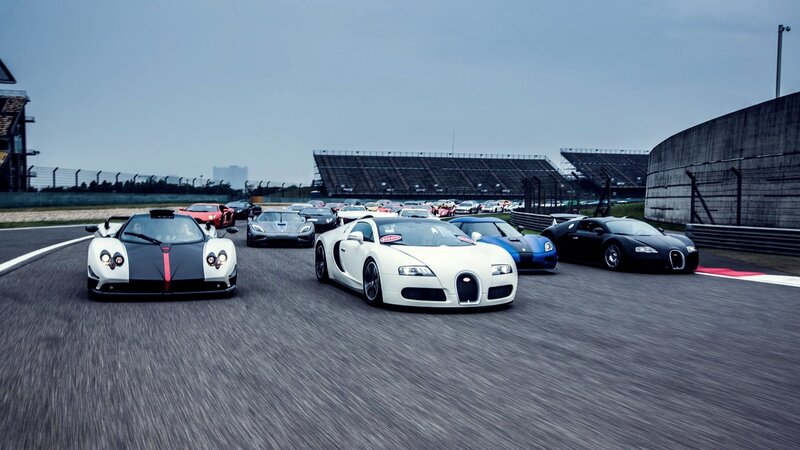 Supercars on Racetrack — Gray, Dynamic