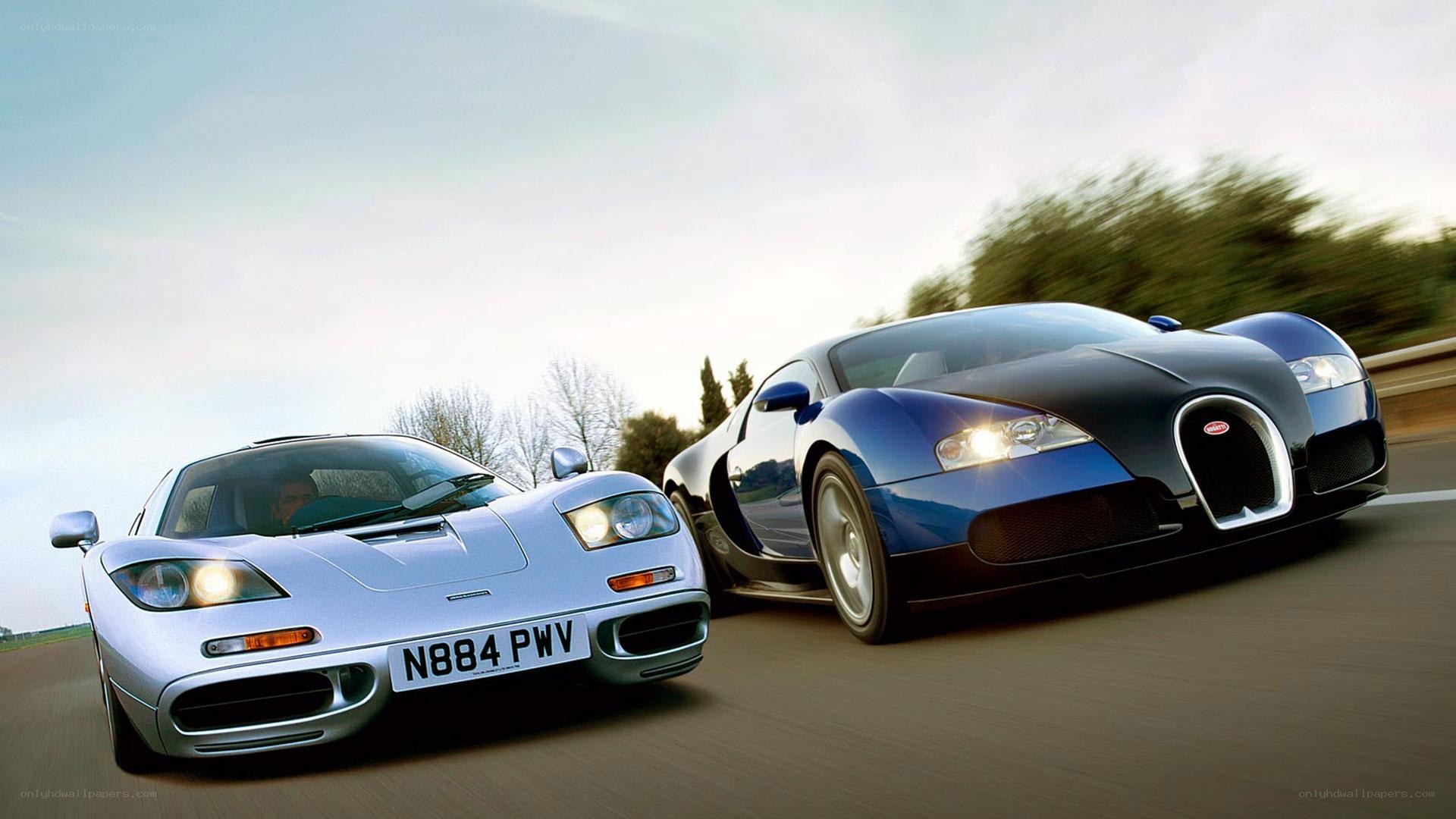 Supercars racing on a road