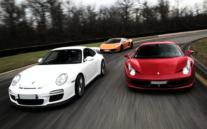 Supercars racing on a track