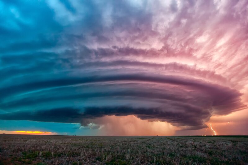 Supercell Thunderstorm — Blue, Dramatic, Sunset