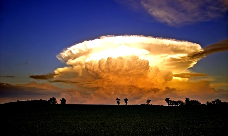 Supercell Thunderstorm Cloud — Blue, Dramatic, Sunset, Photograph