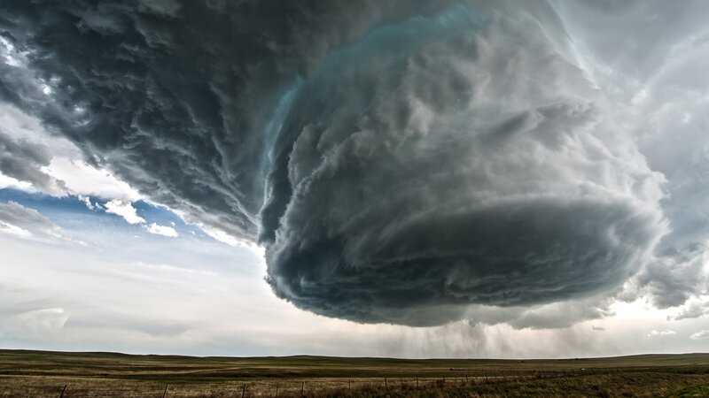 Supercell Thunderstorm — Gray, Dramatic, Afternoon, Photograph, Clouds, Field
