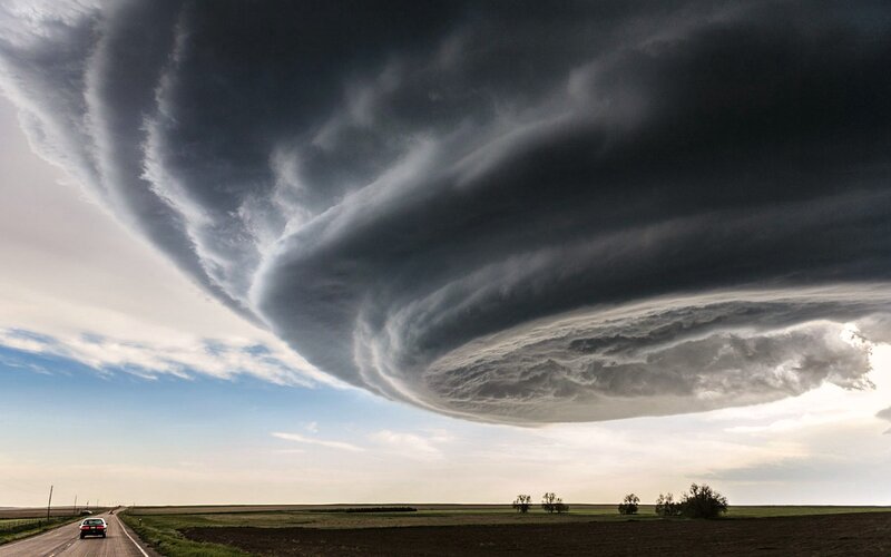 Supercell Thunderstorm — Gray, Dramatic, Afternoon, Photograph