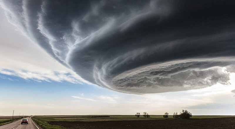 Supercell Thunderstorm — Gray, Dramatic, Afternoon