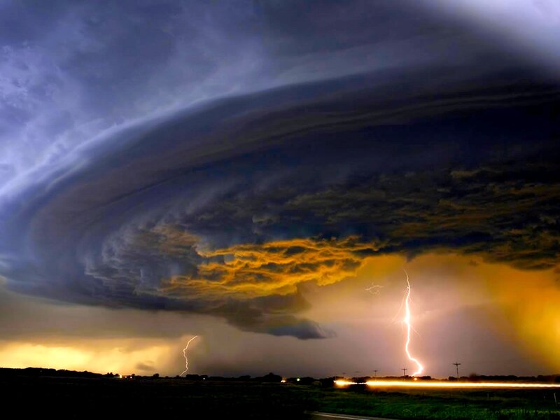 Supercell Thunderstorm — Gray, Dramatic, Night