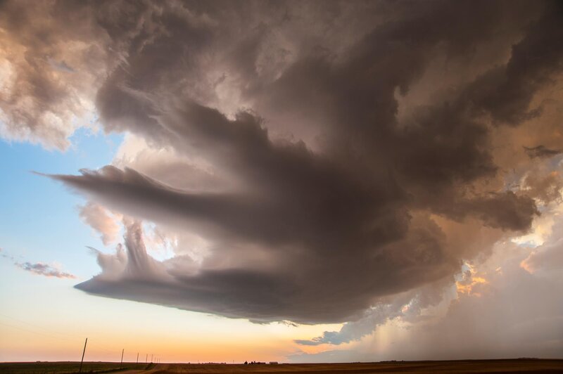 Supercell Thunderstorm — Gray, Dramatic, Sunset, Photograph, Clouds