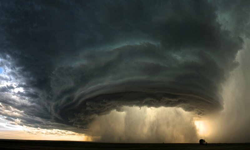 Supercell Thunderstorm — Gray, Dramatic, Sunset, Photograph, Rain, Clouds
