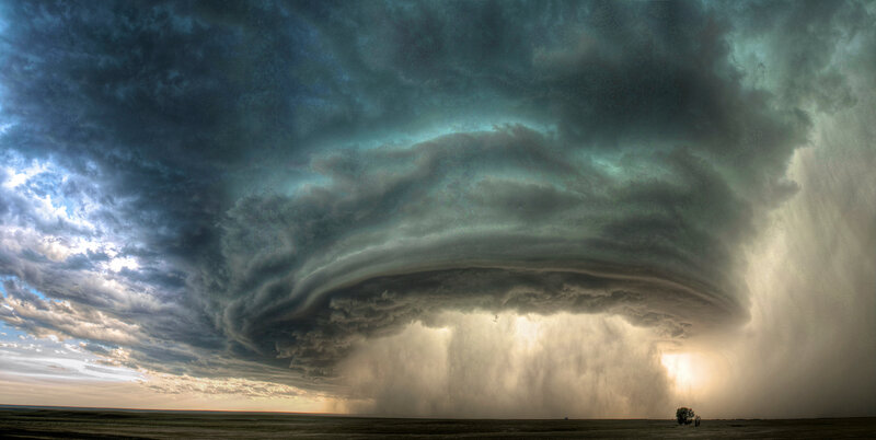 Supercell Thunderstorm — Gray, Dramatic, Sunset, Photograph, Rain Shaft