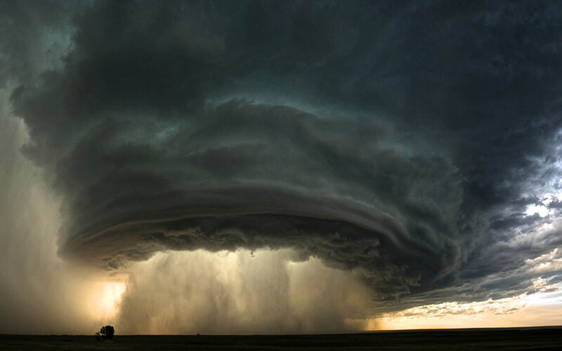 Supercell Thunderstorm — Gray, Dramatic, Sunset, Photograph, Rain