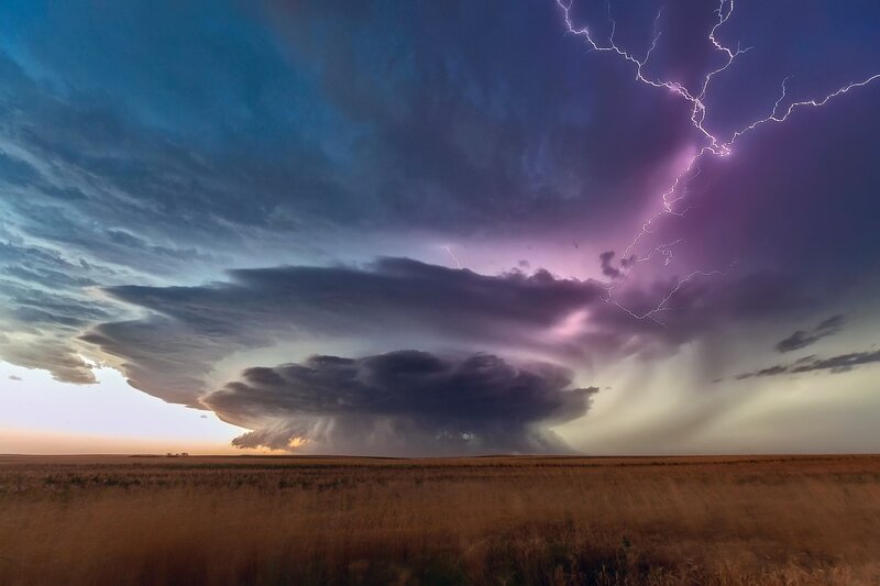 Supercell Thunderstorm — Purple, Dramatic